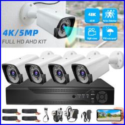 4CH H. 265+ 5MP Lite DVR 1080P Outdoor CCTV Home Security Camera System Kit USA