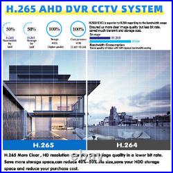 4CH H. 265+ 5MP Lite DVR 1080P Outdoor CCTV Home Security Camera System Kit USA