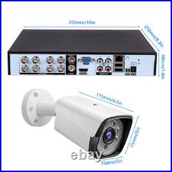 4CH H. 265+ DVR 1080P Outdoor CCTV Home Security Camera System Kit Night Vision