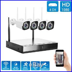 4CH HD 1080P Wireless WiFi IP Camera HDMI NVR Outdoor Security System CCTV Kit