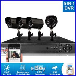 4CH HDMI CCTV 5in1 Indoor/Outdoor DVR Kit IR Night Vision Camera Security System