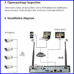 4CH HDMI/VGA NVR CCTV Outdoor WIFI IR-CUT Camera Home Security System Mobile APP