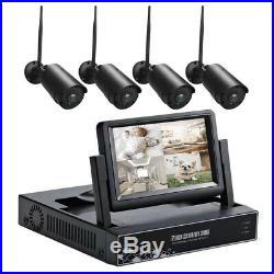 4CH WiFi Security Camera System Wireless Outdoor IP CCTV NVR Kit with LCD Screen
