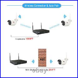 4CH Wifi Wireless Home Security Camera System NVR 960P CCTV IR Night Vision IP66