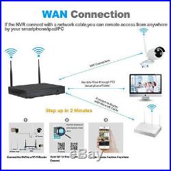 4CH Wifi kit Wireless 1080P NVR Outdoor CCTV 2MP IP Camera Home Security System