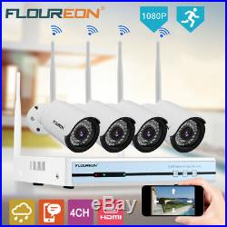 4CH Wireless 1080P DVR WIFI CCTV IR-CUT Video Recorder Security Camera NVR Kits