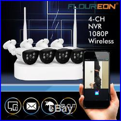 4CH Wireless 1080P HD NVR DVR CCTV Outdoor Indoor WiFi Camera Security System US