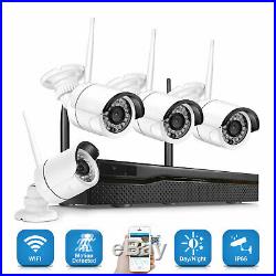 4CH Wireless 1080P NVR Indoor Outdoor WIFI CCTV Security Camera System Kit 12V