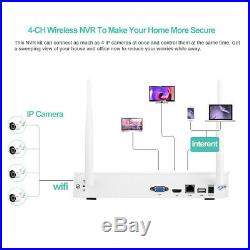 4CH Wireless 1080P NVR Outdoor Indoor WIFI IP Camera CCTV Security System Kit US