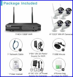 4CH Wireless 1080P WiFi Audio CCTV Camera Outdoor Home Security System NVR kit