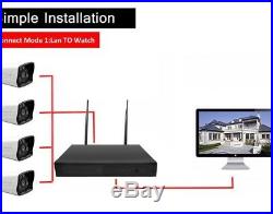 4CH Wireless CCTV 1080P DVR WiFi WLAN IP Camera Video Security NVR System Kit UK