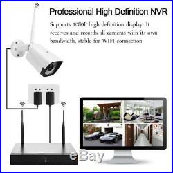 4CH Wireless Wi-Fi 1080P IP Camera HDMI NVR Outdoor Home Security IR CCTV System