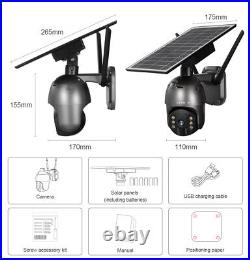 4G LTE Cellular Wireless Solar Powered Security Camera CCTV Outdoor Pan/Tilt 4MP