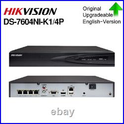 4K 8MP 4CH Hikvision CCTV System Kit 4PoE Dome IP Camera Home Security MIC Lot