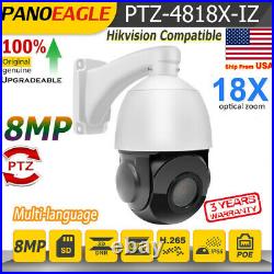 4K PTZ Hikvision Compatible 8MP 18x Zoom Security IP Camera CCTV PoE IR Outdoor
