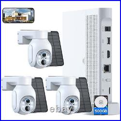 4MP Wireless Security Camera System CCTV Outdoor Solar PTZ Wifi 10CH NVR+500GB