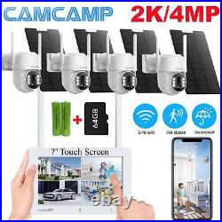 4MP Wireless Solar Security Camera System Home Outdoor Wifi IP CCTV 7'' Monitor