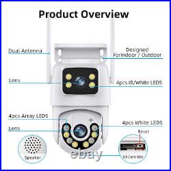 4PCS 4K Dual Lens WiFi IP Camera Wireless Outdoor CCTV PTZ Home Security IR Cam