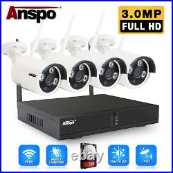 4PCS Wireless NVR Video Security Camera System Outdoor WIFI CCTV IR With 1TB HDD
