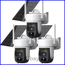 4x Solar Powered Security Camera Wireless Outdoor 4MP WiFi PTZ IP Camera CCTV 2K