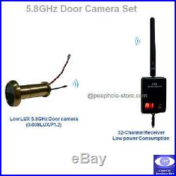 5.8GHz Wireless Peephole Door Camera & 32 CH Hidden Receiver with Mini Connector