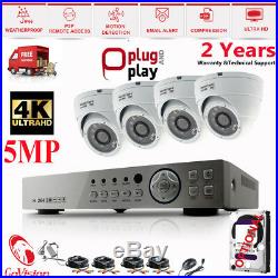5MP 4K 1960P 1080P CCTV HD IP66 NightVision Outdoor DVR Home Security System Kit
