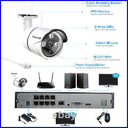 5MP 8CH NVR POE Surveillance Security Camera System IP Camera Outdoor CCTV US