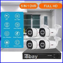 5MP Security Camera 4CH AHD H. 265 DVR Kit Outdoor Night Vision Audio Video CCTV