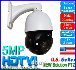 5MP TVI 18x Zoom Full HD TVI PTZ Camera 150ft IR Night Vision IP66 Outdoor Cam