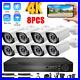 5MP Wired Security Camera System Outdoor 8CH H. 265+ DVR CCTV Wifi DVR Kit Video