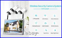 5MP Wireless CCTV Security Camera System 1080P 8CH NVR/DVR 12'' Monitor Outdoor