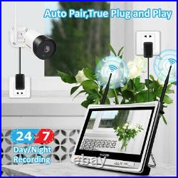 5MP Wireless Security Camera System Outdoor Home Wifi 12'' Monitor 1TB NVR CCTV