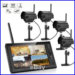 7 LCD 2.4G Quad DVR Wireless Home Security System Night Vision CCTV 4 Camera