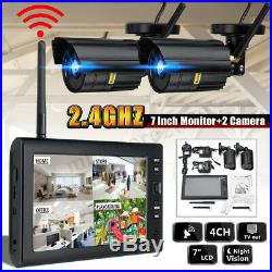 7'' LCD Monitor DVR Motion Digtal Wireless CCTV Camera Home Security System Kits