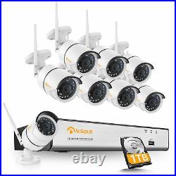 8 Channel 1080p Wireless Security Camera System Outdoor H. 265+ CCTV WIFI NVR