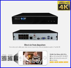 8 Channel 4K NVR (8) 5MP Waterproof IP Security PoE Camera System 130FT 8TB