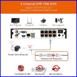 8 Channel H. 265+ 1080P POE Security IP Camera System 8CH 5MP H. 265+ NVR 2TB HDD