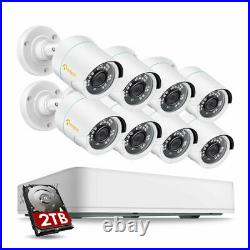 8 Channel H. 265+ 1080p DVR 2TB 2MP Outdoor Surveillance Security Camera System