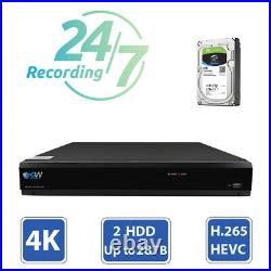8 Channel H. 265 DVR (6) 4K Outdoor 8MP CCTV Bullet Security Camera System 1TB