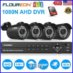 8CH 1080N AHD DVR 4X 3000TVL 1080P 2.0MP Camera Security CCTV System Kit 1TB HDD