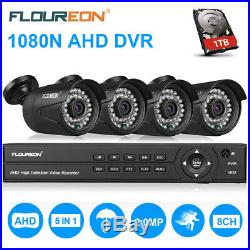 8CH 1080N AHD DVR 4X Outdoor 3000TVL 1080P 2MP CCTV Security Camera Kit 1TB HDD