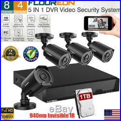 8CH 1080N DVR 3000TVL Outdoor CCTV Home Security Camera 940nm Invisible IR Night