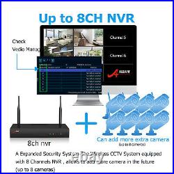 8CH 1080P HD Wireless Home Security Camera System Outdoor NVR 2TB HDD CCTV WIFI