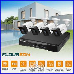 8CH 1080P HD X POE NVR Smart Security Camera System Home CCTV Video Recorder IR