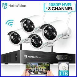 8CH 1080P Outdoor Wireless Security Camera System WIFI CCTV Audio NVR + 1TB HDD