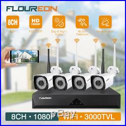8CH 1080P Wireless CCTV NVR H. 265 Home Security WiFi IP Camera Video Recorder US