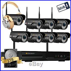 8CH 1080P Wireless Security Camera System Outdoor Wifi CCTV With 1TB Audio Kit