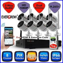 8CH 3MP 2 way Audio Wireless CCTV Outdoor Home Security Camera System DVR Kit