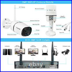 8CH 3MP 2 way Audio Wireless CCTV Outdoor Home Security Camera System NVR kit