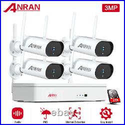 8CH 3MP Outdoor Wireless Security Camera System WIFI CCTV Audio NVR Kit 1TB HDD